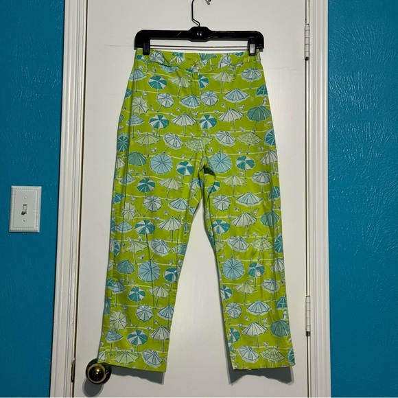Lilly Pulitzer High Waist Cropped Pants whimsical ducks & umbrella prints size 8 - Picture 10 of 15